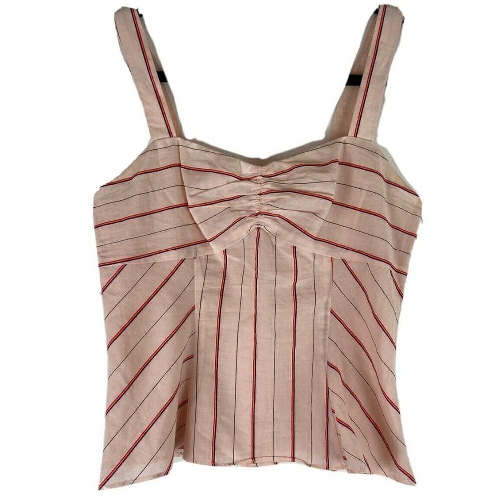 Intermix Zuri Stripe Voile Tank Pink Cami Women's Size P/XS